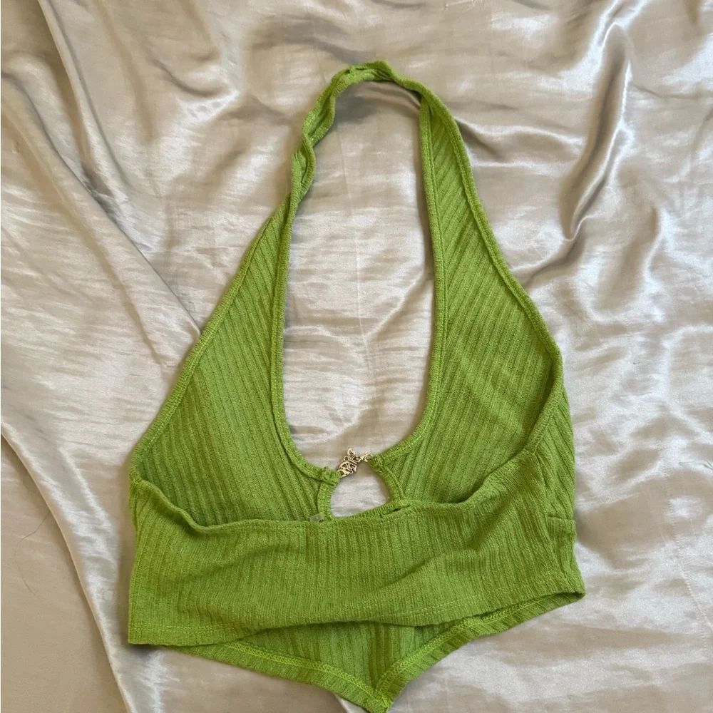 SHEIN Green Ribbed Crop Top - Picture 2 of 3